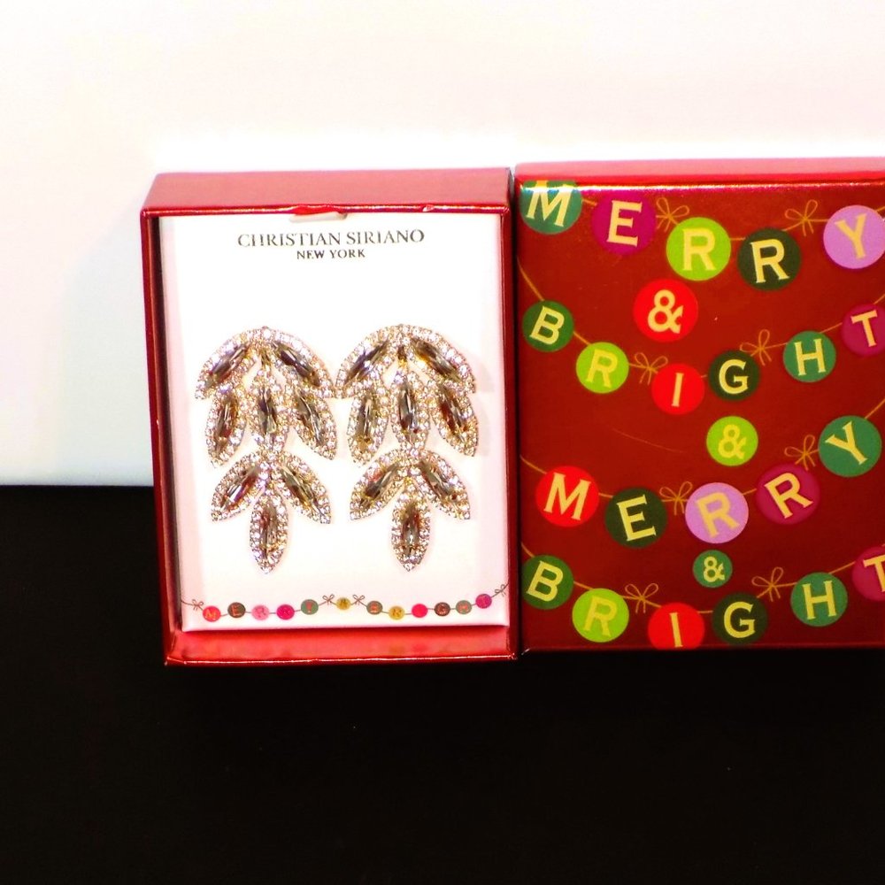New Christian Siriano Holiday Bling Halo Dangle Earrings Merry & Bright  Box